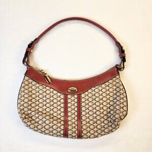 RARE Vintage Guess Y2K Monogram Hobo Bag G Logo Shoulder Purse Tan/Red Archive